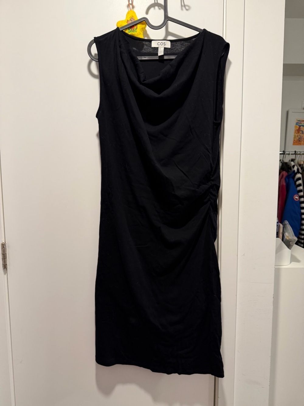 COS Black Sleeveless Draped Midi - Ruched Side Detail